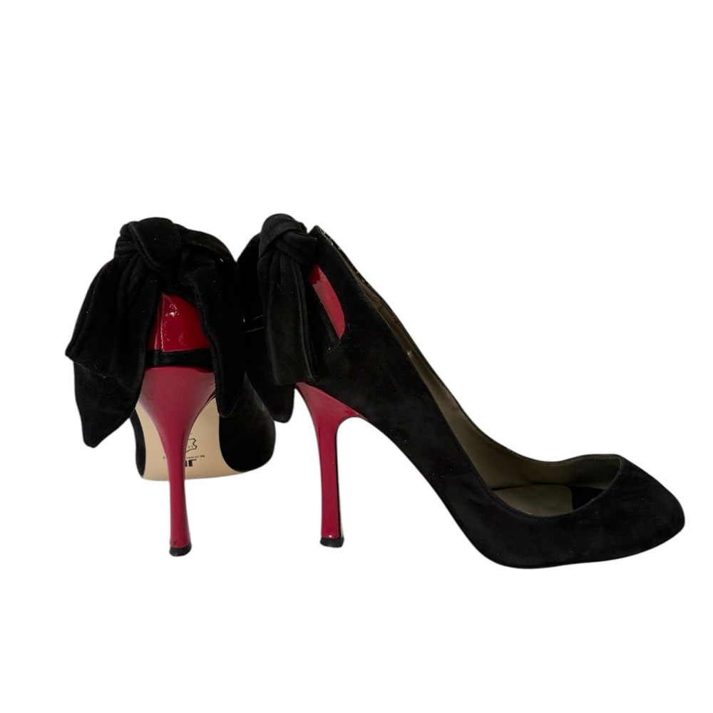 JLO Jennifer Lopez Black Suede Bow Stiletto Heels